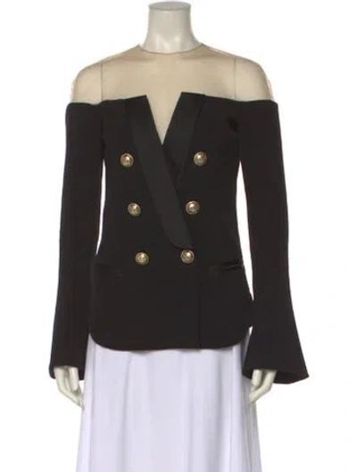 Pre-owned Balmain Printed Crew Neck Top In Black