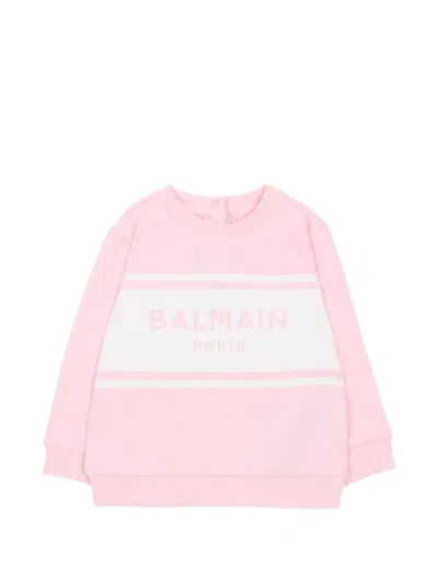 Balmain Babies' Printed Crew-neck Top In Pink
