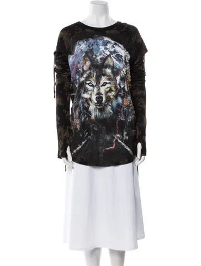 Pre-owned Balmain Printed Crew Neck T-shirt In Black