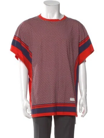 Pre-owned Balmain Printed Crew Neck T-shirt In Blue