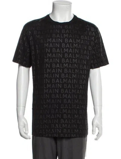 Pre-owned Balmain Printed Crew Neck T-shirt In Gray