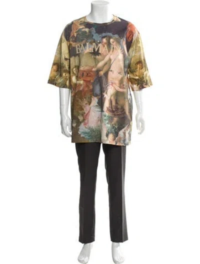 Pre-owned Balmain Printed Crew Neck T-shirt In Neutral
