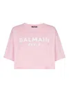 Balmain Cropped Logo Screen Print Tee In Pink