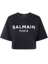 Balmain Cropped T-shirt With Print In Black
