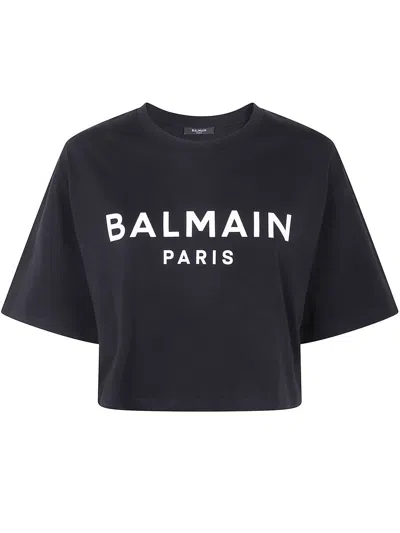Balmain Printed Cropped T-shirt Clothing