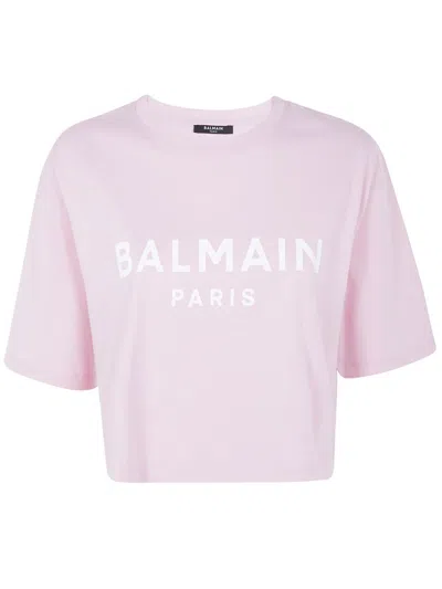 Balmain Printed Cropped T-shirt Clothing