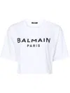 BALMAIN PRINTED CROPPED T-SHIRT,BF1EE020BB02 095