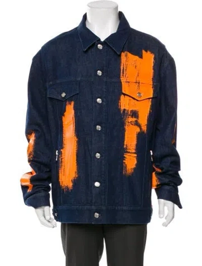 Pre-owned Balmain Printed Denim Jacket In Blue