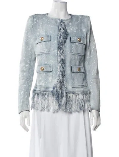 Pre-owned Balmain Printed Denim Jacket In Blue
