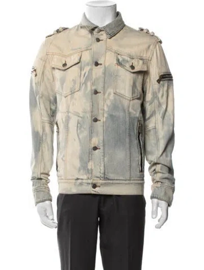 Pre-owned Balmain Printed Denim Jacket In Neutrals