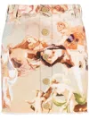 Balmain Denim Mini Skirt With Sky Print In Neutrals
