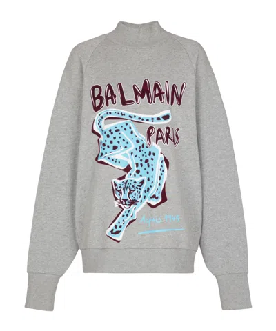 BALMAIN PRINTED FLEECE SWEATSHIRT