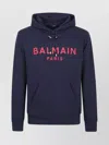Balmain Navy Blue Hoodie With Contrasting Paris Print