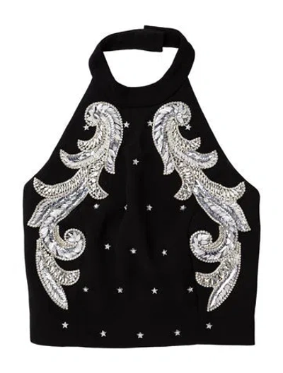 Pre-owned Balmain Printed Halterneck Top In Black