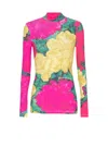 Balmain Printed High-neck Top In Pink