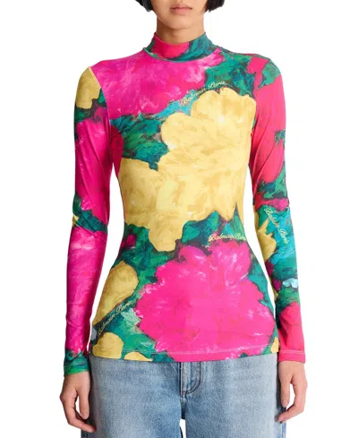 BALMAIN PRINTED HIGH-NECK TOP