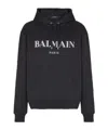 Balmain Logo Printed Drawstring Sweatshirt In Black