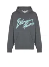 Balmain Printed Cotton Hoodie In Gray