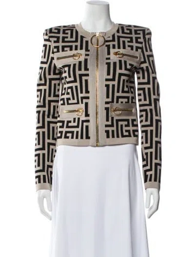 Pre-owned Balmain Printed Jacket In Brown