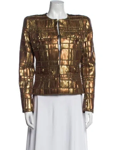 Pre-owned Balmain Printed Jacket In Gold