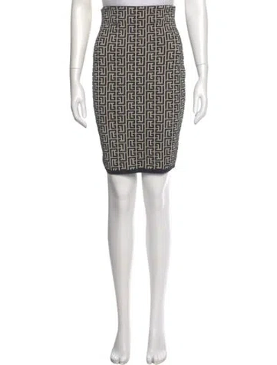 Pre-owned Balmain Printed Knee-length Skirt In Black
