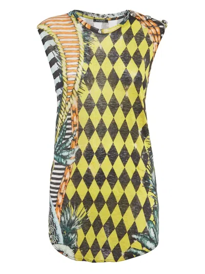 Pre-owned Balmain Printed Linen Top