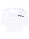 BALMAIN PRINTED LOGO CROPPED T-SHIRT