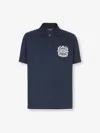 Balmain Cotton Crest Polo Shirt In Blue