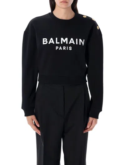 Balmain Printed Logo Sweatshirt In Black