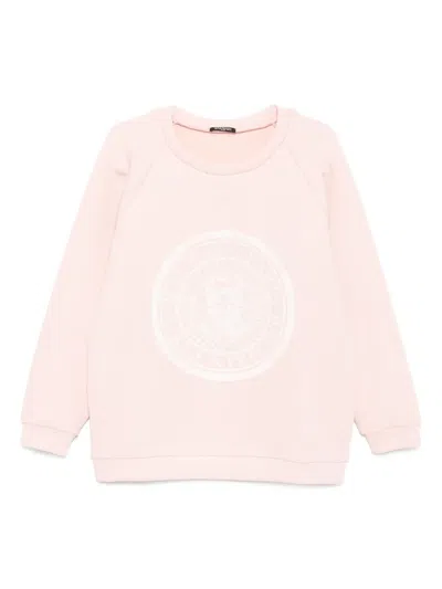 Balmain Printed Logo Sweatshirt In Pink