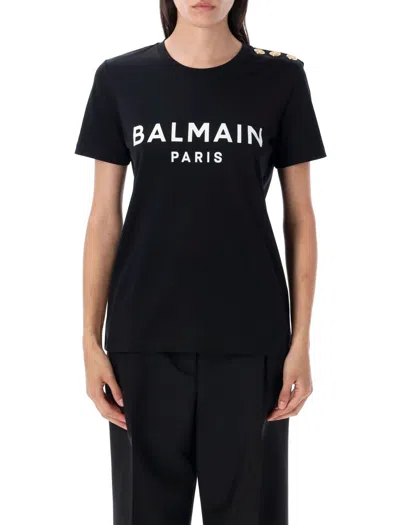 Balmain Printed Logo T-shirt In Black