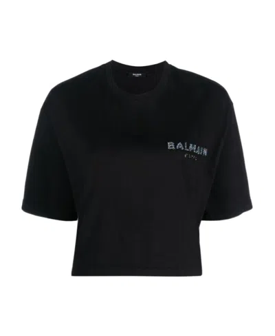 Balmain Printed Logo T-shirt In Black