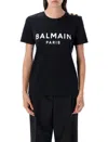 Balmain T -shirt Paris Logo Print Black In Black