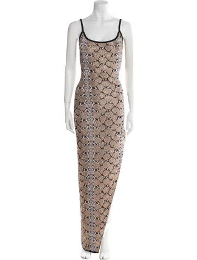 Pre-owned Balmain Printed Long Dress In Neutral