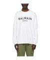 Balmain White Printed Logo Long Sleeve T-shirt In White
