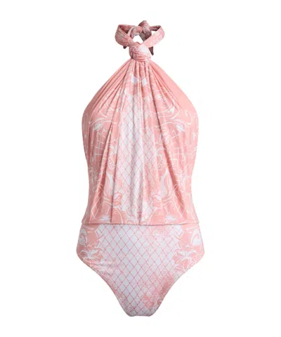 Balmain Printed Lycra Swimsuit In Pink