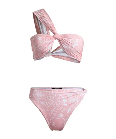 Balmain Printed Lycra Swimsuit In Pink