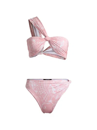 Balmain Printed Lycra Swimsuit In Pink