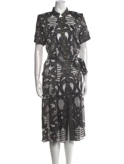 Pre-owned Balmain Printed Midi Length Dress In Gray
