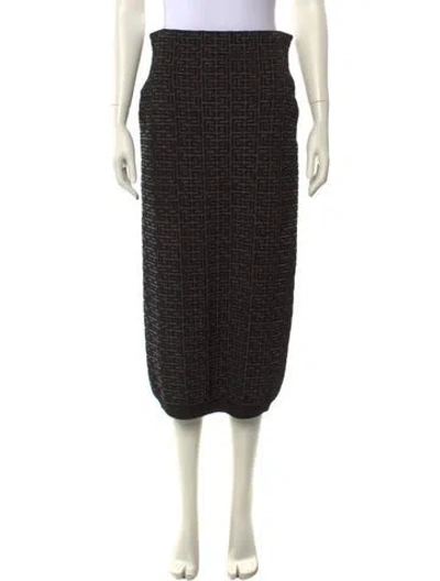 Pre-owned Balmain Printed Midi Length Skirt In Black