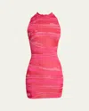 Balmain Printed Mini Body-con Dress In Multi Pink