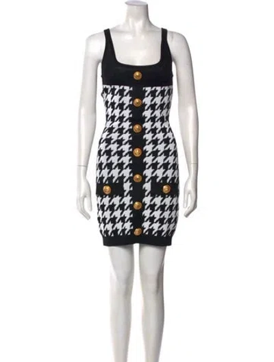 Pre-owned Balmain Printed Mini Dress In Black