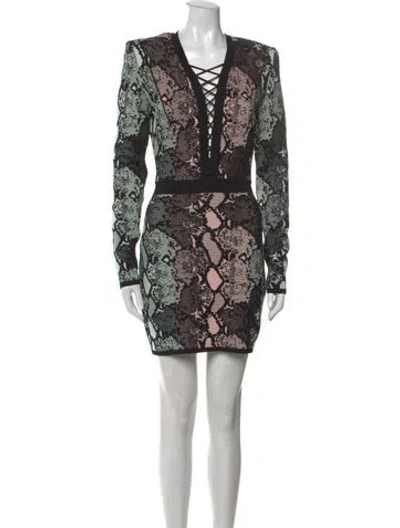 Pre-owned Balmain Printed Mini Dress In Black