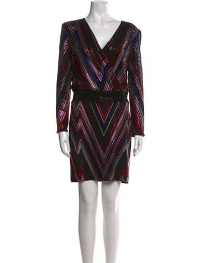 Pre-owned Balmain Printed Mini Dress In Black