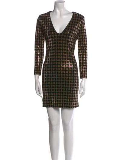 Pre-owned Balmain Printed Mini Dress In Black