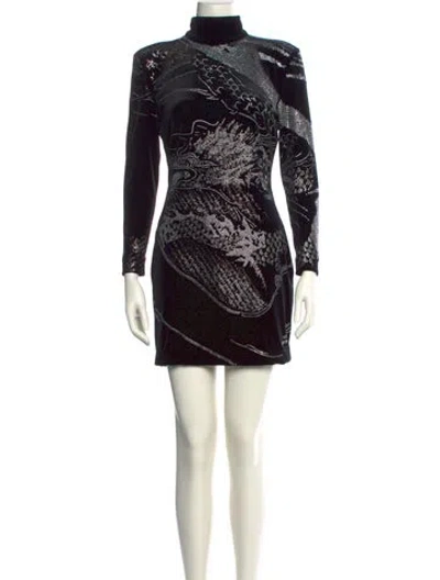 Pre-owned Balmain Printed Mini Dress In Black