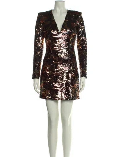 Pre-owned Balmain Printed Mini Dress In Black