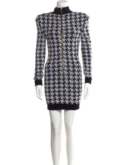 Pre-owned Balmain Printed Mini Dress In Black