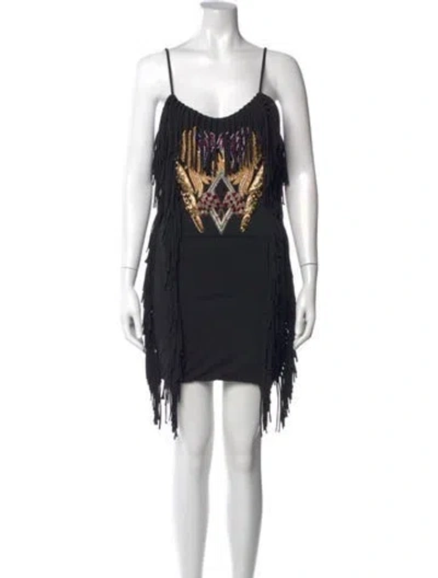 Pre-owned Balmain Printed Mini Dress In Black