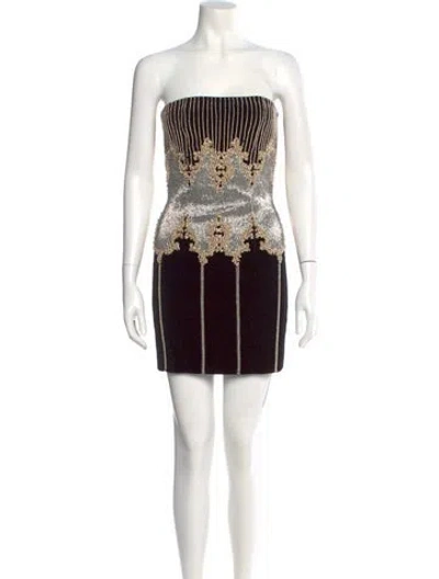 Pre-owned Balmain Printed Mini Dress In Black